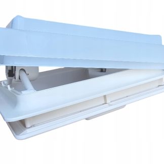 Okno dachowe MPK 28x28 białe kremowe z moskitierą do przyczepy kampera