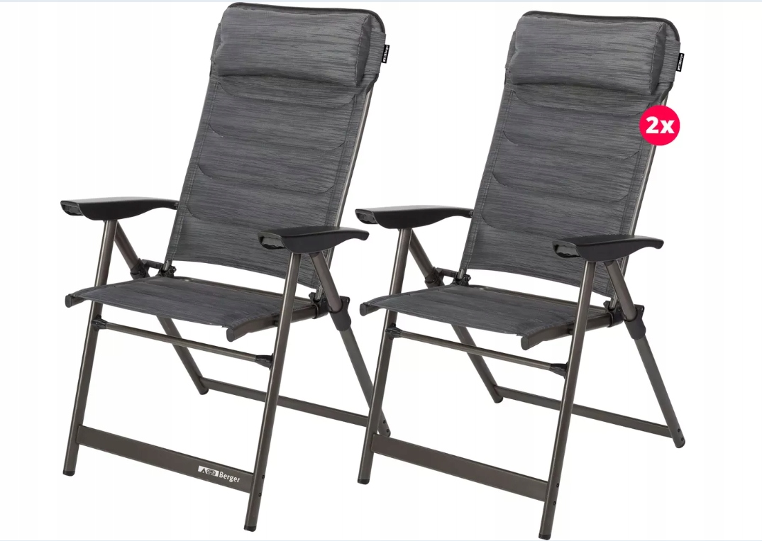 Fotel składany Berger Slimline antracyt zestaw 2 sztuki