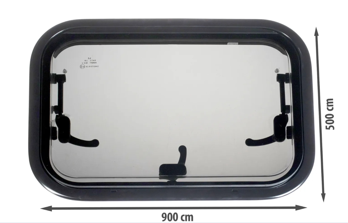 Okno uchylne do kampera / przyczepy Berger 900x500 mm moskitiera roleta