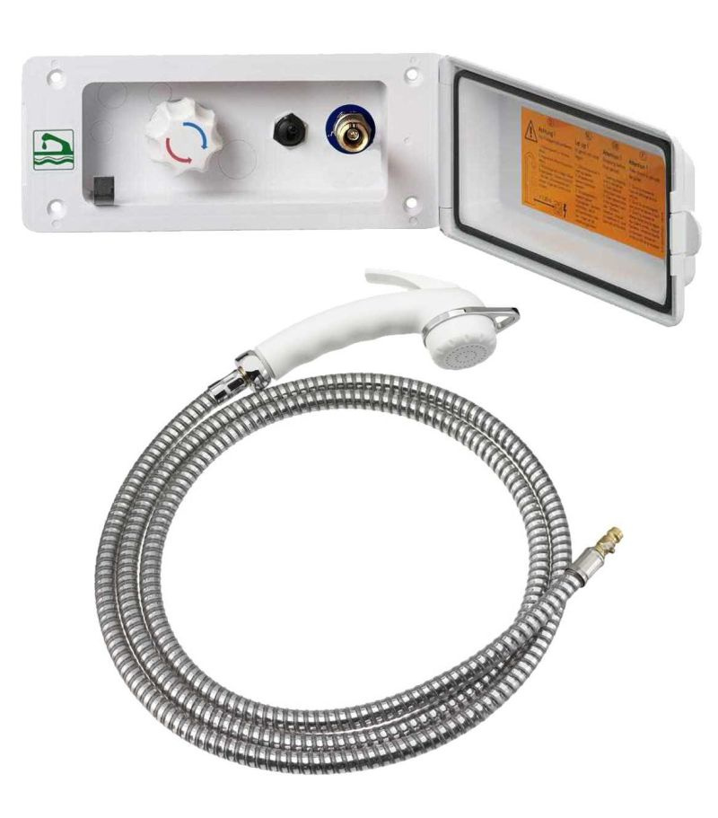 Przyłącze zewnętrzne wody ze słuchawką i wężem bez zamka