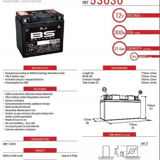 BS AKUMULATOR 53030 (52515) (FA) 12V 31,6AH 178X123X166 BEZOBSŁUGOWY - ZALA