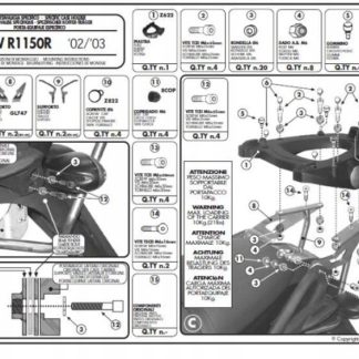 KAPPA STELAŻ KUFRA CENTRALNEGO BMW R 1150R (01-06), R 850R (03-07) ( Z PŁYT
