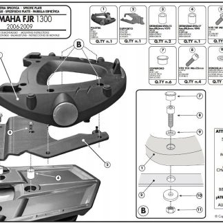 KAPPA STELAŻ KUFRA CENTRALNEGO YAMAHA FJR 1300 (06-15) ( Z PŁYTĄ MONOKEY )