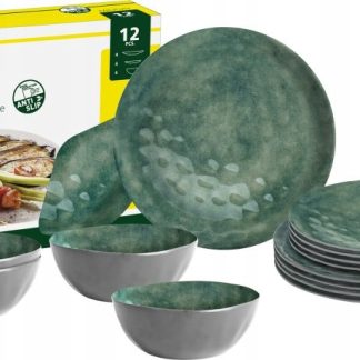 Kempingowy Zestaw obiadowy z melaminy Midday Venetian Sea Green - Brunner