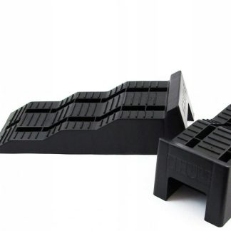 Podkłady poziomujące przyczepę + pokrowiec Thule