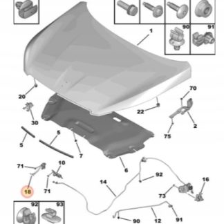 Uchwyt klamka maski rygiel 308 T9 13-20 9678334080