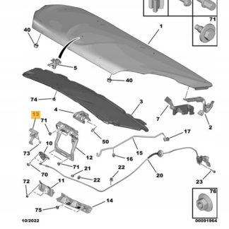 Klamka zaczep maski Peugeot 208 9673383380 ORG