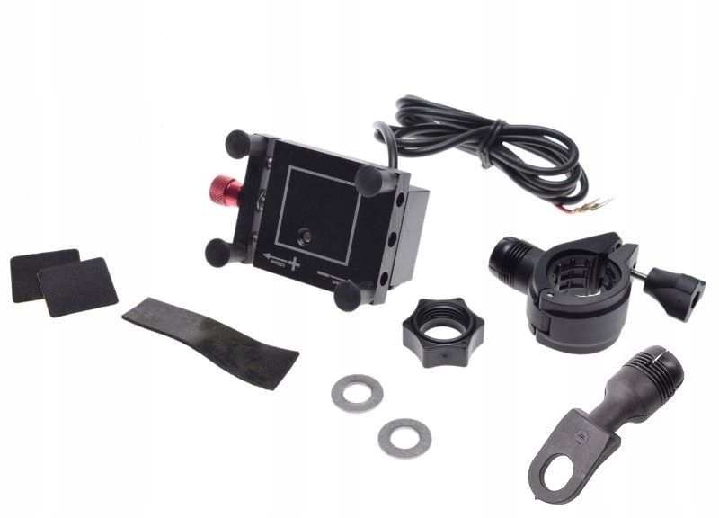 Aluminiowy uchwyt na telefon z ładowarką USB