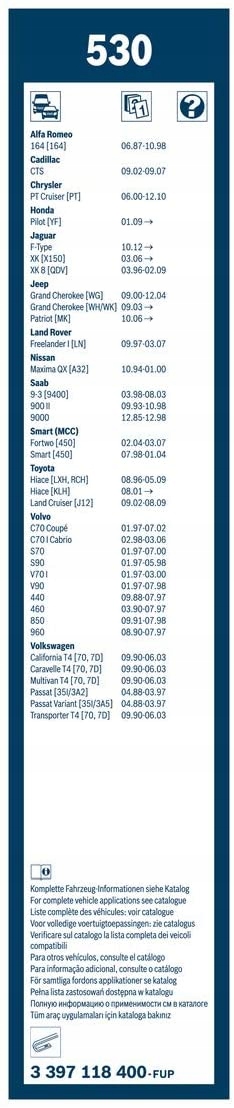 Pióra wycieraczek BOSCH WYCIERACZKI 3 397 118 400
